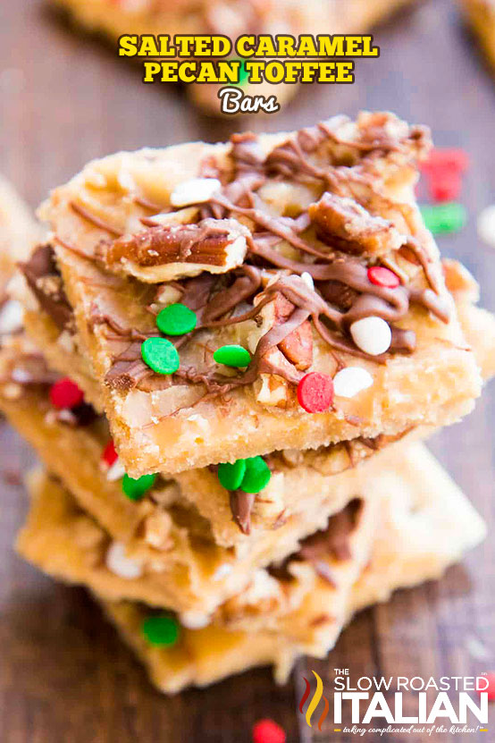 Titled Image: Salted Caramel Pecan Toffee Bars