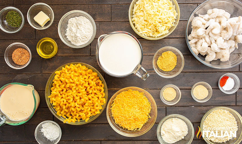 ingredients for shrimp macaroni and cheese