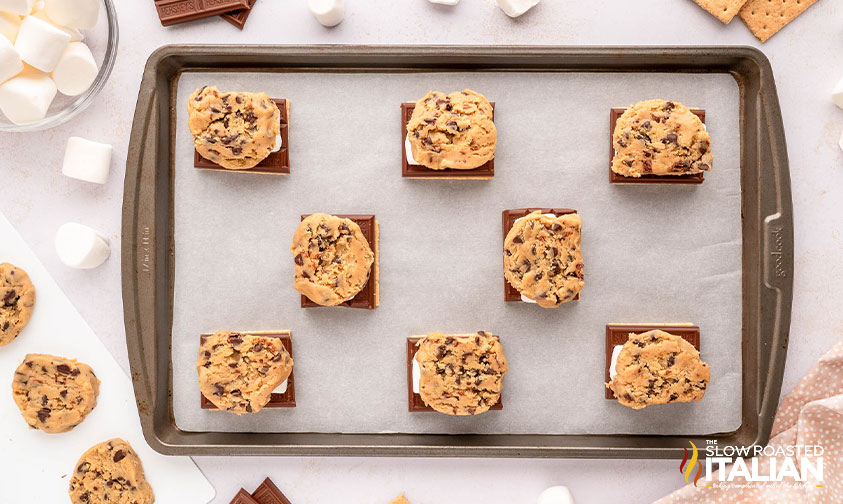 cookie dough added to marshmallow, chocolate and graham crackers