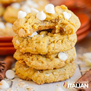 stacked soft pumpkin oatmeal cookies