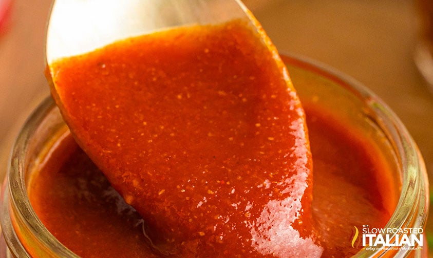 closeup of taco bell sauce on a spoon