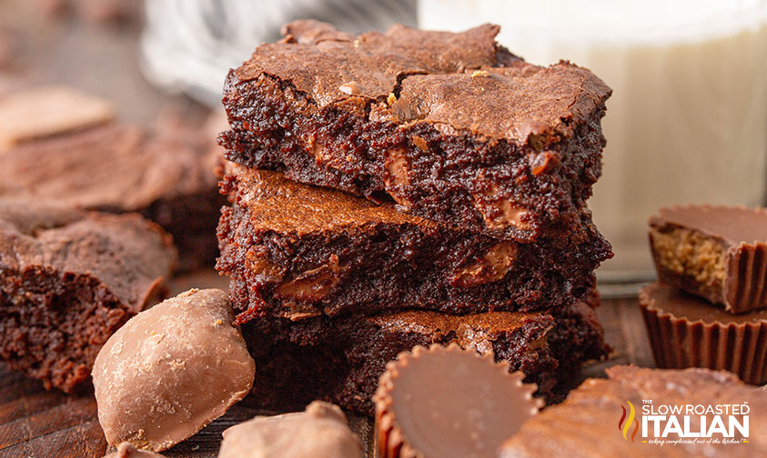 stacked fudgy cocoa brownies