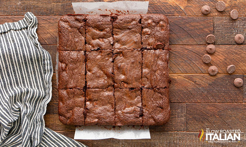 fudgy cocoa brownies cut into 12 pieces