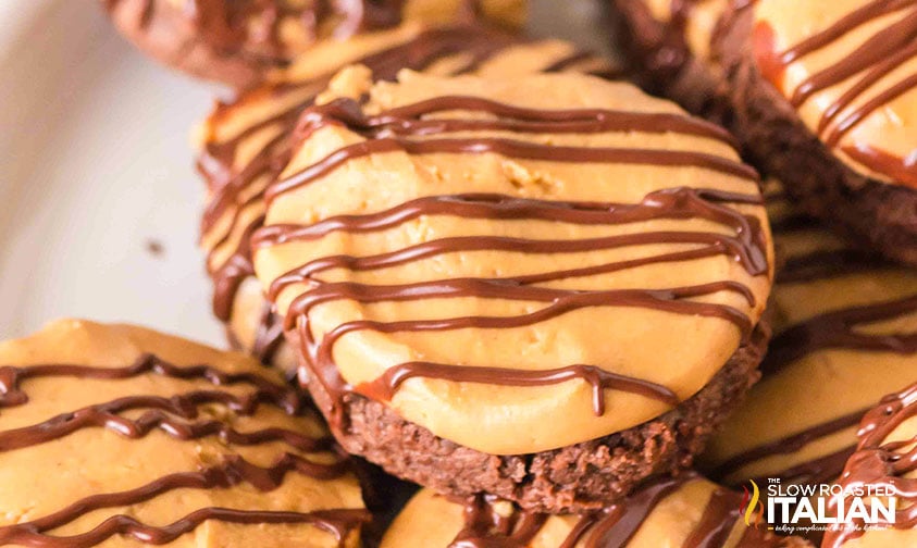 closeup of buckeye brownie cookies