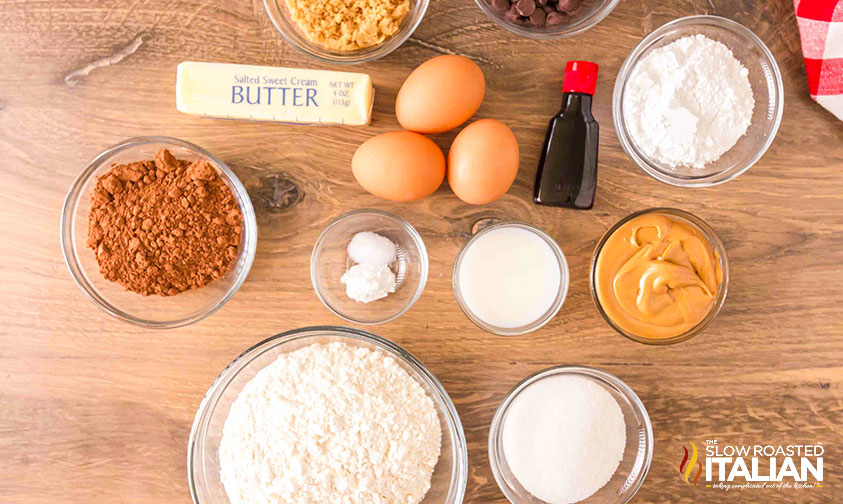 ingredients for easy buckeye brownies