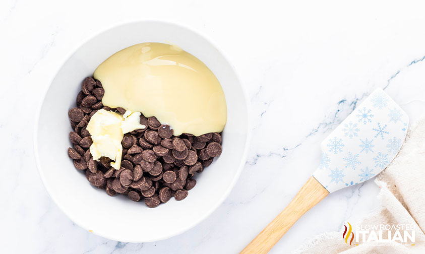 melting chocolate chips in sweetened condensed milk
