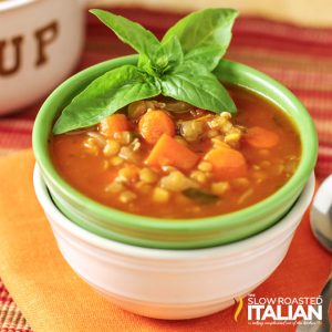 italian lentil soup in a bowl