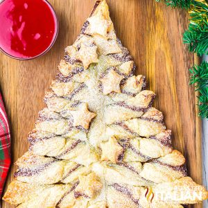 Nutella Christmas tree on a wooden board