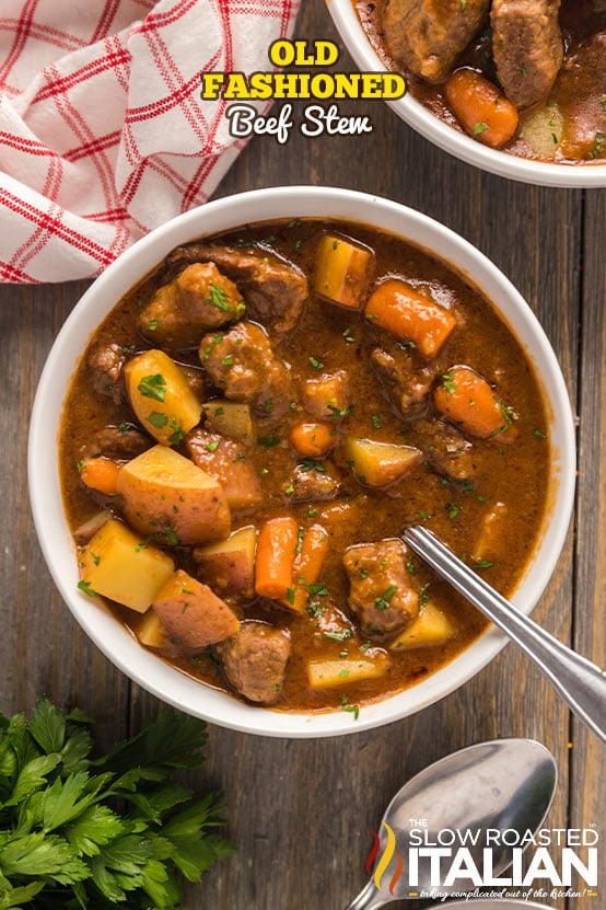 Titled Image: Old Fashioned Beef Stew