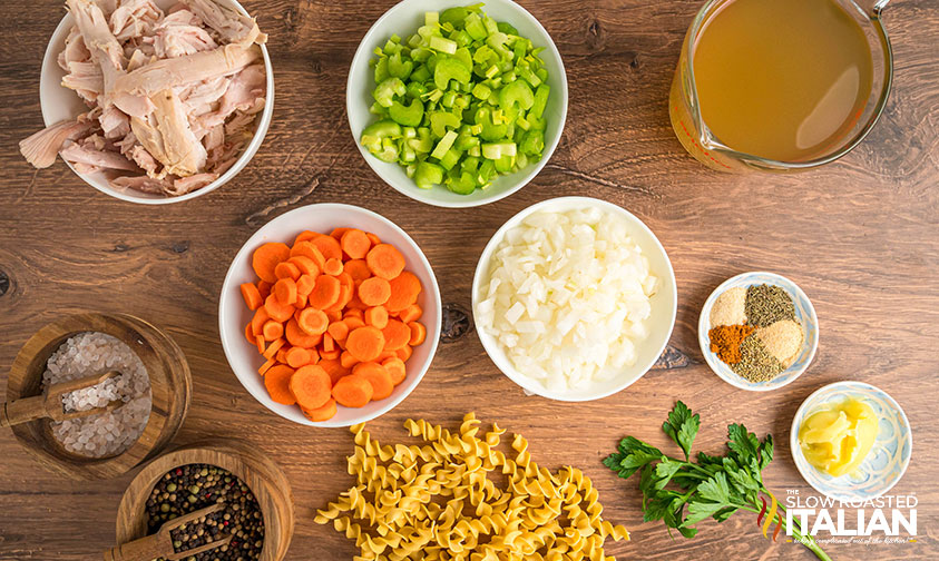 ingredients for Panera copycat chicken noodle soup