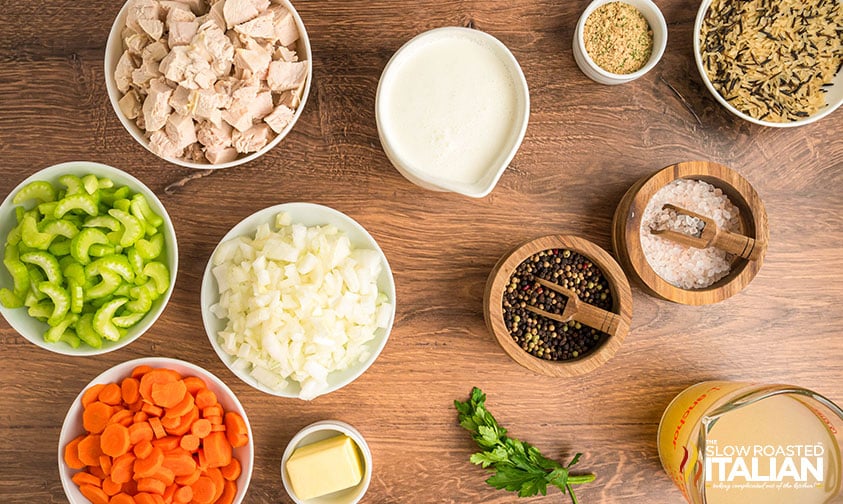 ingredients for chicken and wild rice soup recipe