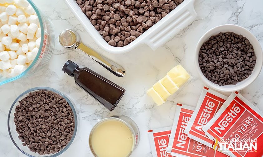 measured ingredients for homemade cocoa fudge