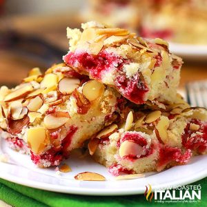 Closeup of cranberry christmas cake on a plate