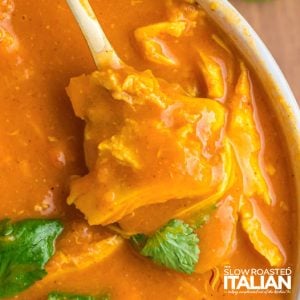 Closeup of Panera Chicken Tikka Masala Soup