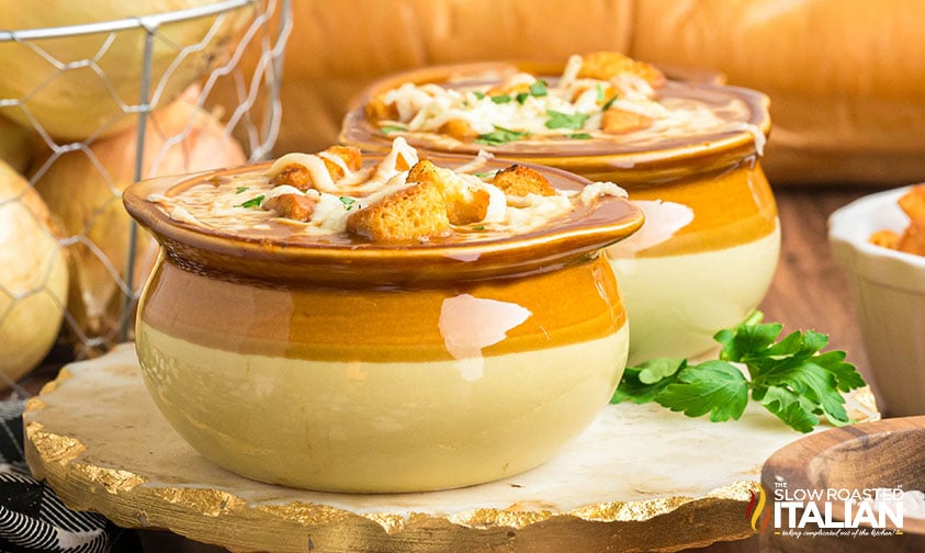 2 bowls of panera french onion soup