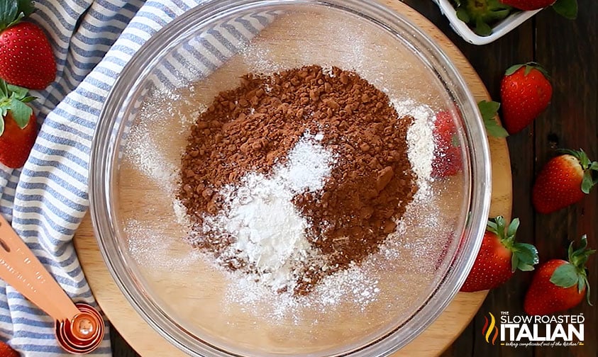 brownie cupcake ingredients in a mixing bowl