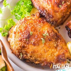 air fryer chicken thighs on a plate
