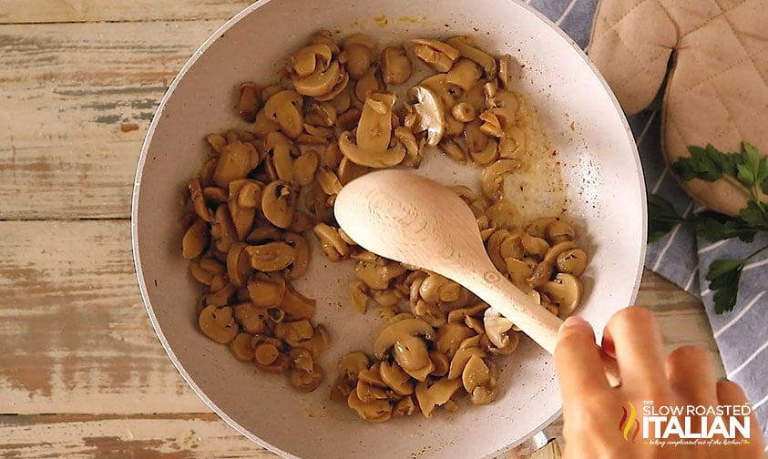 sauteed mushrooms in a pan