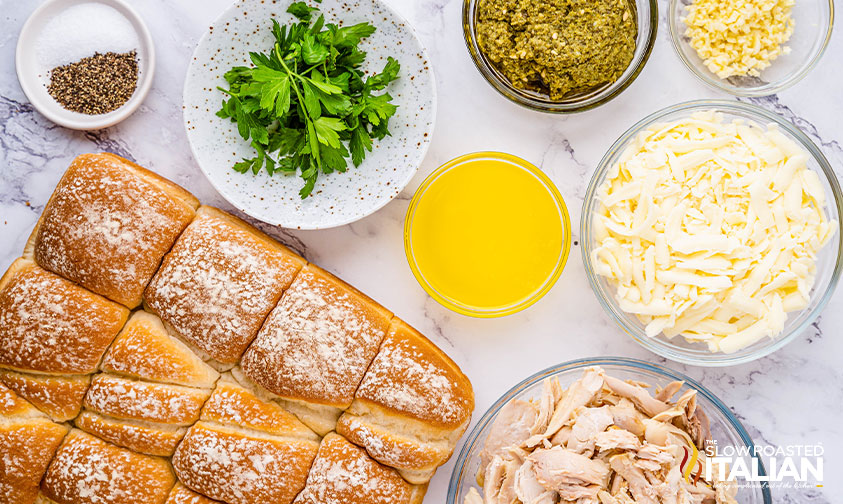 ingredients for chicken pesto sliders