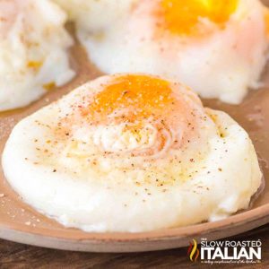 air fryer poached eggs on a plate