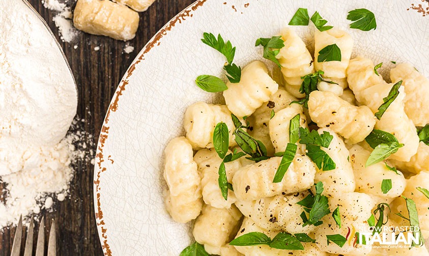 plate of homemade italian gnocchi