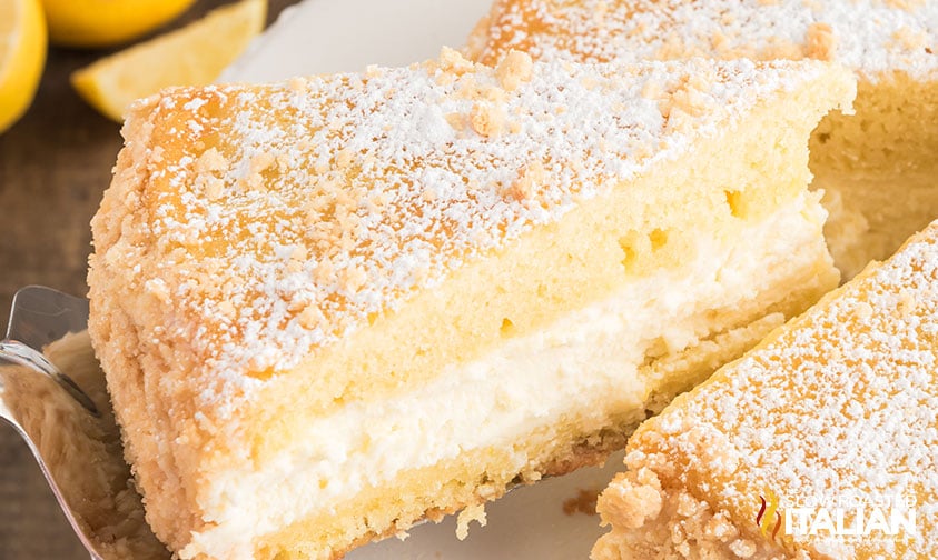 closeup of olive garden lemon cream cake