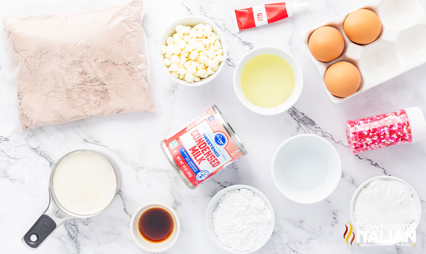 ingredients for red velvet poke cake