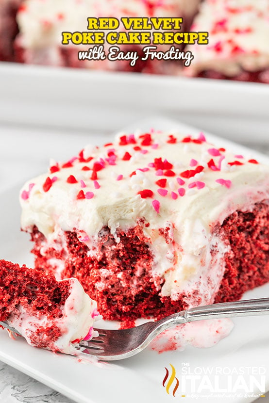 Titled Image: Red Velvet Poke Cake with Easy Frosting