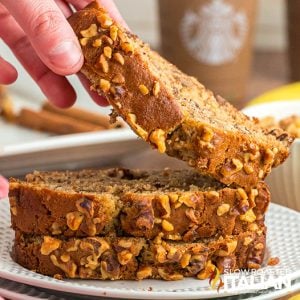 close up of starbucks banana bread