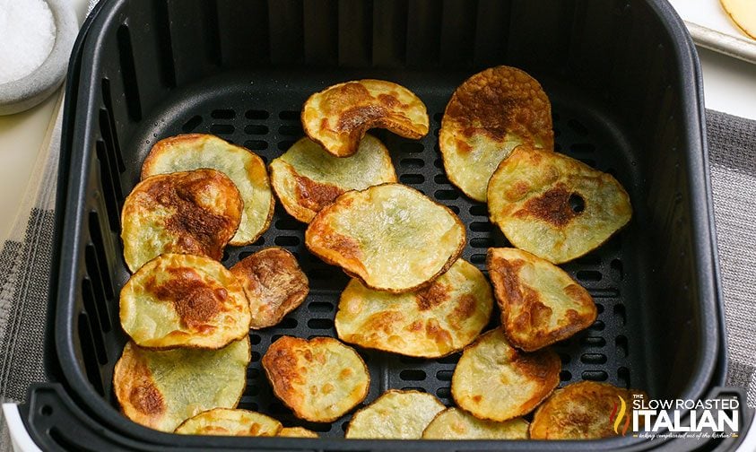 browned and crispy potato chips in air fryer