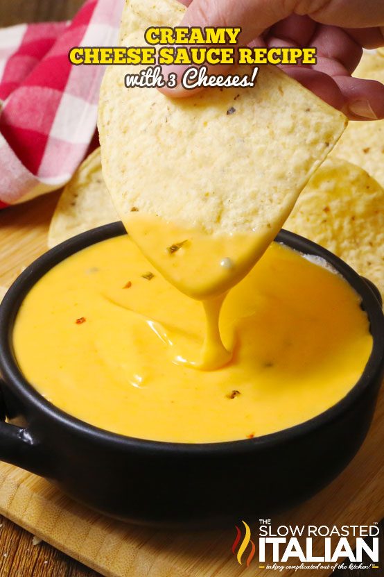 titled: Creamy Cheese Sauce Recipe with 3 Cheeses!