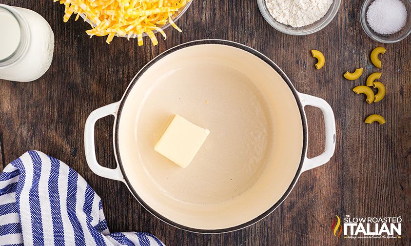 melting butter in a dutch oven