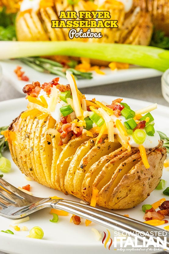 Titled Image: Air Fryer Hasselback Potatoes