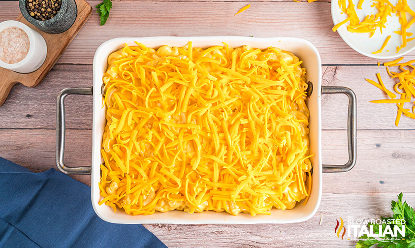 mac and cheese in a baking dish