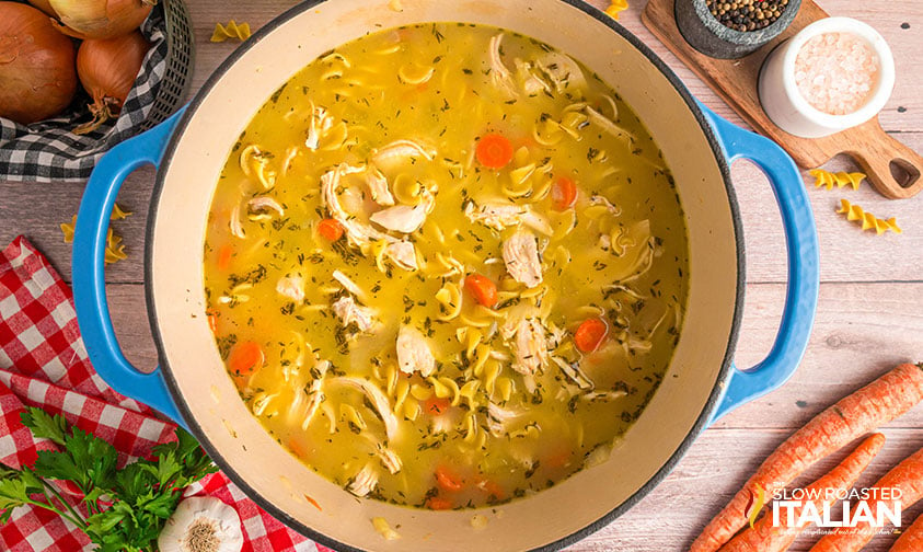 pot of chick fil a chicken noodle soup