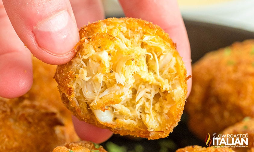 closeup of fried crab balls