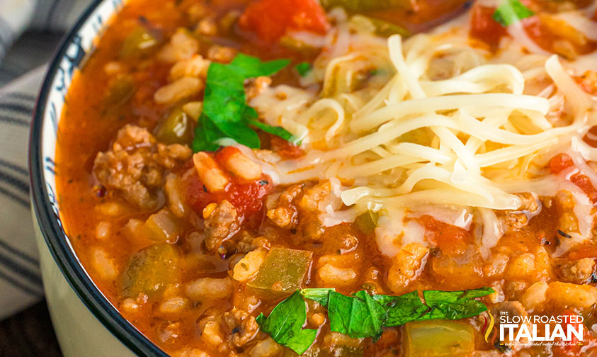 bowl of culver's stuffed pepper soup