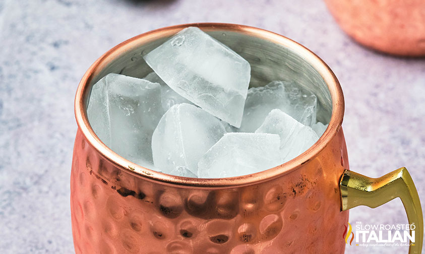 ice in copper mug