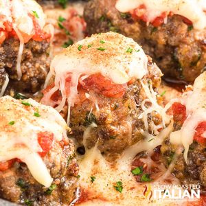 closeup of olive garden meatballs