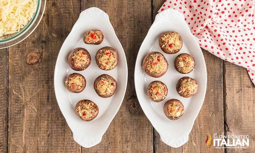 stuffed olive garden mushrooms ready to be baked