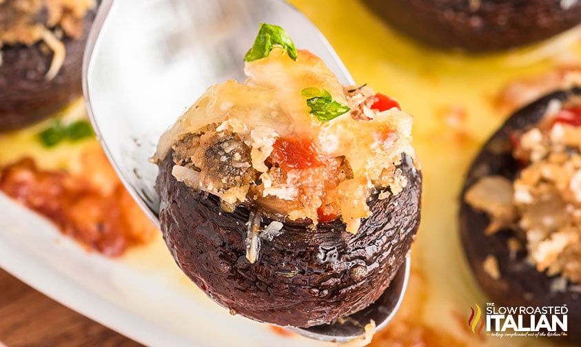 closeup of olive garden stuffed mushrooms