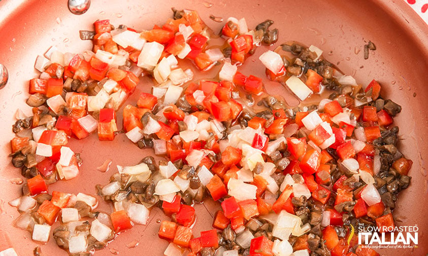 onion and pepper added to skillet