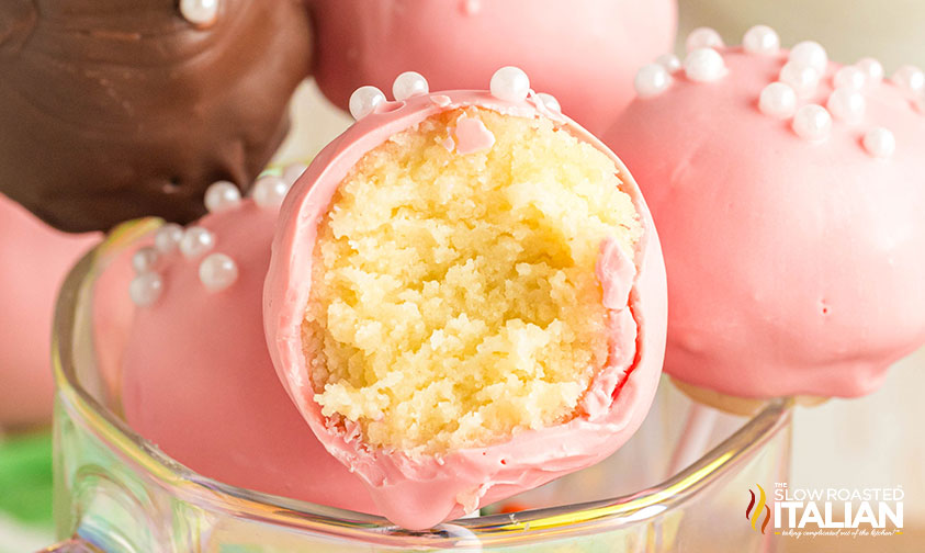 closeup of starbucks copycat cake pops