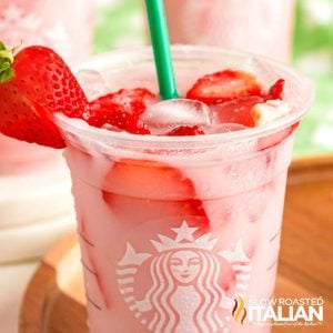 closeup of starbucks pink drink copycat
