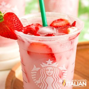 closeup of starbucks pink drink copycat