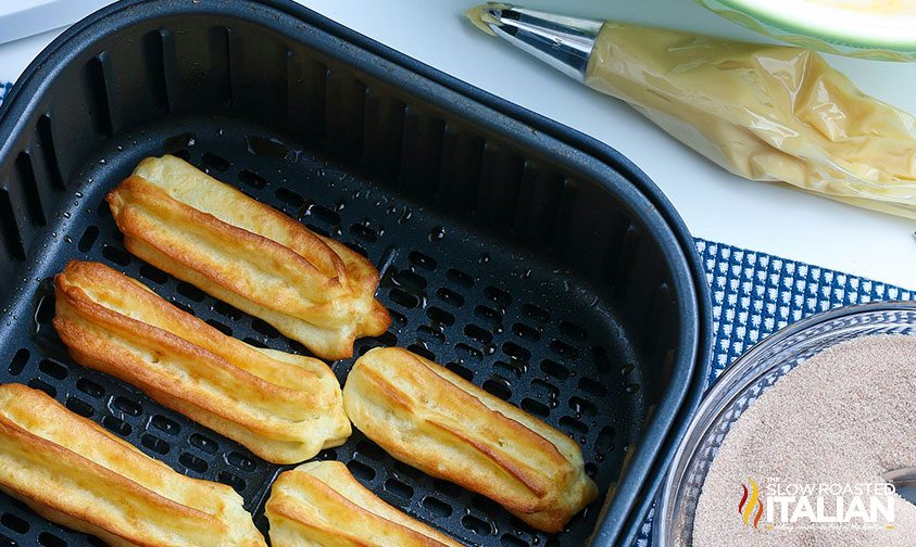crispy churros in air fryer basket