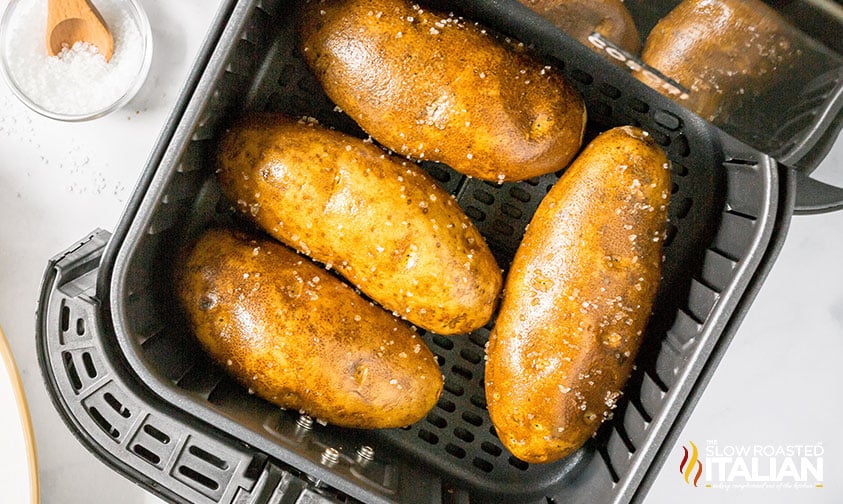 4 potatoes in the air fryer basket