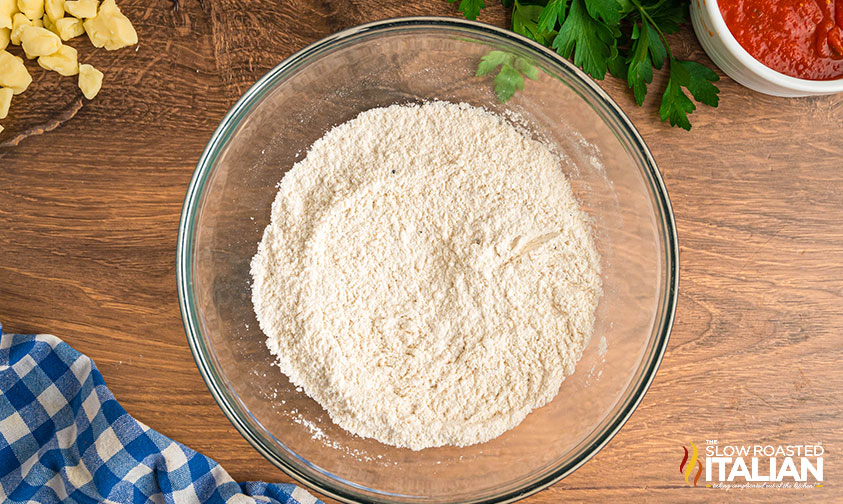 flour, baking powder, salt and pepper in a large mixing bowl