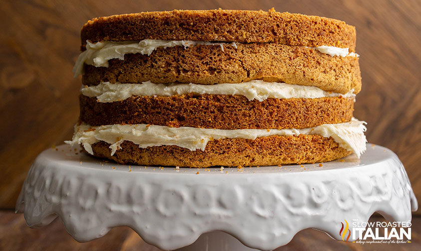 layered old fashioned carrot cake with cream cheese icing