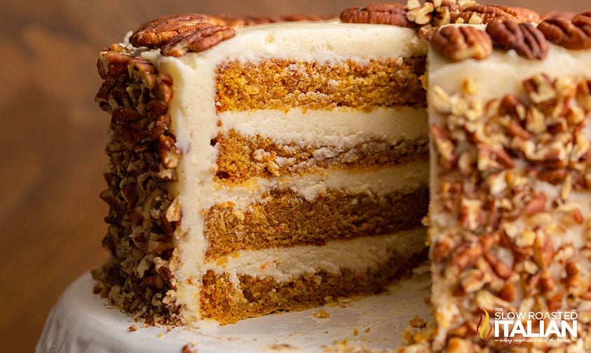 sliced old fashioned carrot cake